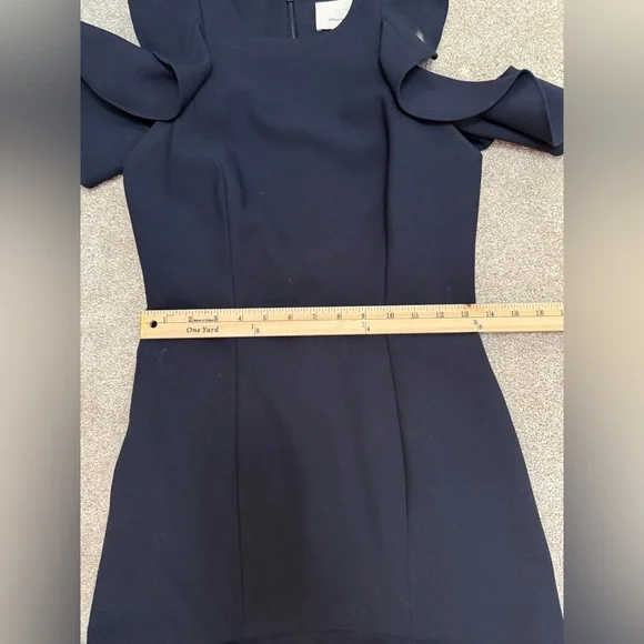 Cinq a Sept Elegant Navy Dress with Ruffle Detailing | size 4 | EUC - Picture 8 of 12